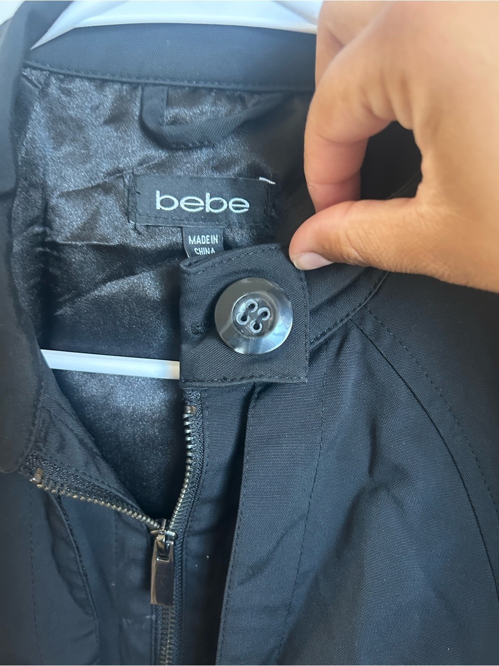 Y2K bebe Black Utility Trench Coat | Military Inspired Longline Jacket - Picture 5 of 7
